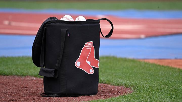 May 12, 2024; Boston, Massachusetts, USA; A bag of baseballs sits on the diamond before a game against between the Boston Red Sox and the Washington Nationals at Fenway Park. Mandatory Credit: Eric Canha-Imagn Images