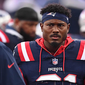 August 8, 2024; Foxborough, MA, USA;  New England Patriots cornerback Jonathan Jones (31) on the sideline during the first half against the Carolina Panthers at Gillette Stadium. Mandatory Credit: Eric Canha-Imagn Images