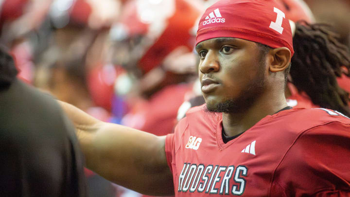 Indiana's Miles Cross (12) pictured during spring practice.