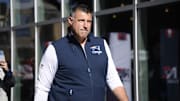 Oct 26, 2025; Foxborough, Massachusetts, USA;  New England Patriots head coach Mike Vrabel leave the field after the win against the Cleveland Browns at Gillette Stadium. Mandatory Credit: Bob DeChiara-Imagn Images