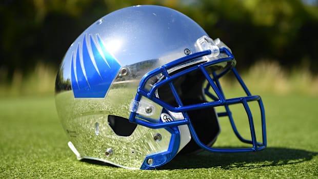 IMG Academy football helmet photographed during practice on Friday, Aug. 2, 2024 on IMG Academy Football Media Day in Bradent