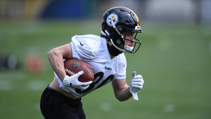 May 4, 2021; Pittsburgh, PA, USA;    Pittsburgh Steelers wide receiver Matthew Sexton (80) practices at the UPMC Rooney Sports Complex during rookie minicamp, Friday, May 14, 2021 in Pittsburgh, PA.  Mandatory Credit: Karl Roster/Handout Photo via USA TODAY Sports
