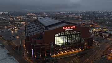 Mar 2, 2024; Indianapolis, IN, USA; A general overall view of Lucas Oil Stadium, the home of the Indianapolis Colts and the 2024 NFL Scouting Combine. Mandatory Credit: Kirby Lee-Imagn Images