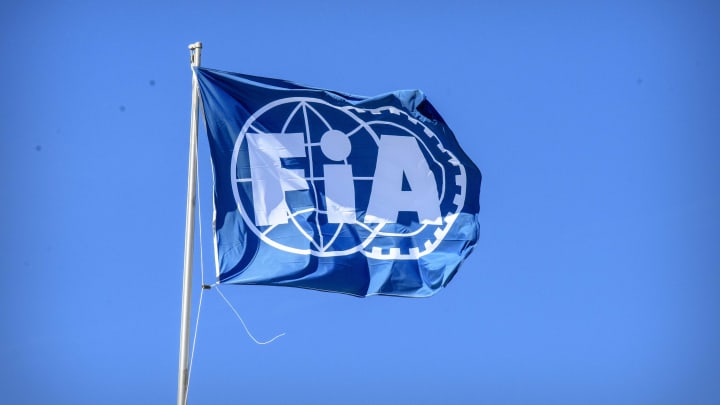 Nov 3, 2019; Austin, TX, USA; A view of the FIA Formula One flag before the United States Grand Prix at Circuit of the Americas. Mandatory Credit: Jerome Miron-USA TODAY Sports