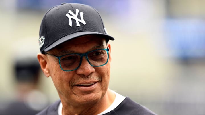 Former Yankee great Reggie Jackson attends the team workout at Yankee Stadium on Tuesday, October 2, 2018 ahead of the wildcard game against the Oakland A's. 

Yankee Workout
