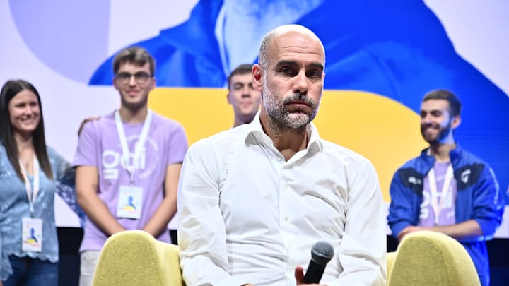 Pep Guardiola Head Coach of Manchester City Meets Students In Cuneo