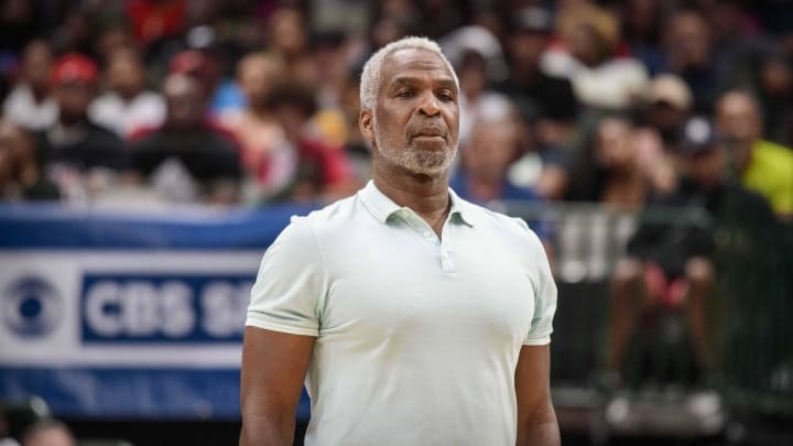 Aug 17, 2019; Dallas, TX, USA; Killer 3s head coach Charles Oakley during the game at the American Airlines Center. Mandatory Credit: Jerome Miron-USA TODAY Sports