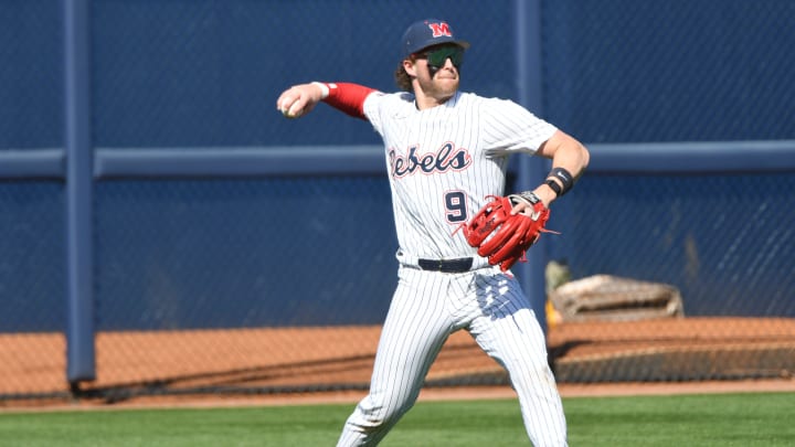 Ole Miss    Ethan Lege vs. Iowa at Oxford-University Stadium in Oxford, Miss. on Saturday, March 2, 2024. Ole Miss won 12-5.