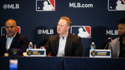 Senior Vice President and General Manager Matt Arnold talks about Jackson Chourio a press conference at the 2023 Baseball Winter Meetings at the Gaylord Opryland Resort & Convention Center in Nashville, Tenn., Monday, Dec. 4, 2023.