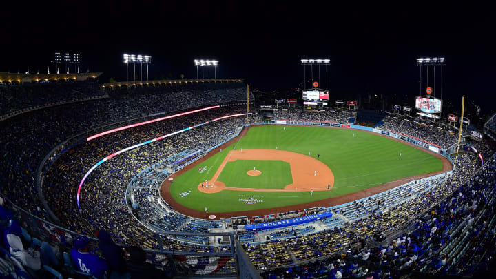 Mar 30, 2023; Los Angeles, California, USA; General view as the Los Angeles Dodgers play against the
