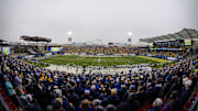 A view of the fans and the field during the first half of the FCS National Championship at Toyota Stadium