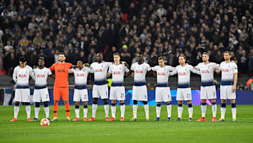 Spurs players lining up ahead of the game
