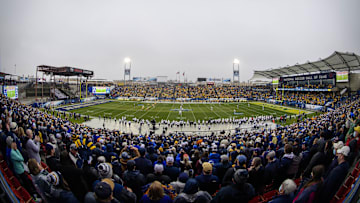 A view of the fans and the field during the first half of the FCS National Championship at Toyota Stadium
