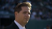 Nov 13, 2016; East Rutherford, NJ, USA; Fox Sports sideline Reporter Peter Schrager on the sidelines during a NFL football game between the Los Angeles Rams and the New York Giants at MetLife Stadium. 