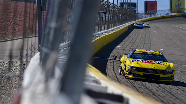 Joey Logano (22) during the South Point 400 at Las Vegas Motor Speedway.