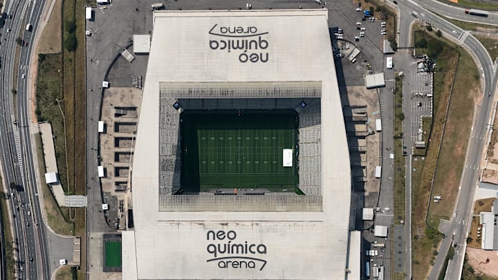 Sep 4, 2024; Sao Paolo, Brazil; A general overall view of Arena Corinthians aka Neo Química Arena. The stadium is the site of the 2024 NFL Sao Paolo game between the Philadelphia Eagles and the Green Bay Packers. Mandatory Credit: Kirby Lee-Imagn Images