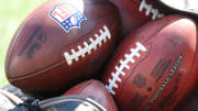 Oct 29, 2023; Charlotte, North Carolina, USA; A bag of footballs at Bank of America Stadium.