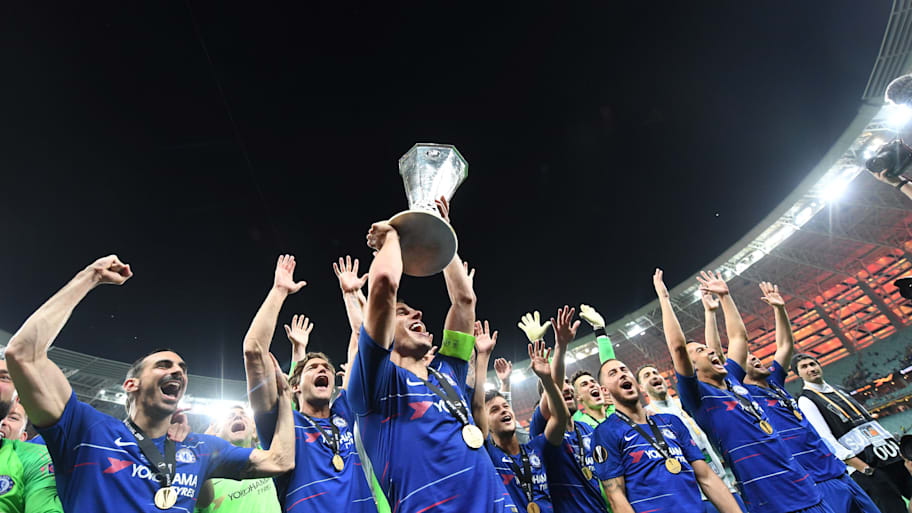 Chelsea players celebrating.