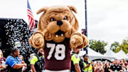 Mississippi State Mascot Bully during the game between the Toledo Rockets and the Mississippi State Bulldogs at Davis Wade Stadium at Scott Field in Starkville, MS.