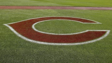 Cincinnati Reds logo on the field