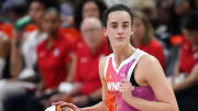 Jul 20, 2024; Phoenix, AZ, USA; Team WNBA guard Caitlin Clark (22) dribbles against USA Women's National Team during the WNBA All Star Game at Footprint Center. Mandatory Credit: Joe Camporeale-USA TODAY Sports