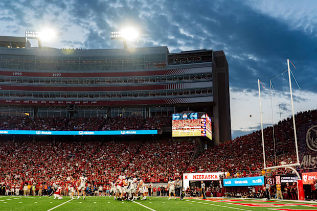 Nebraska Cornhuskers place kicker Tristan Alvano kicks a PAT during the second quarter against the Northern Iowa Panthers.