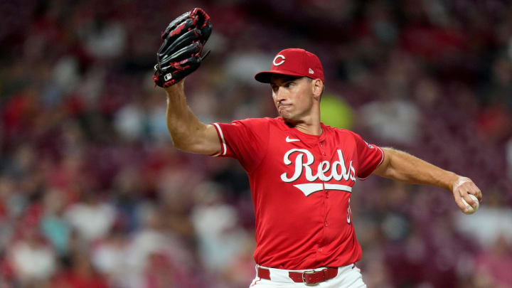 Cincinnati Reds pitcher Brent Suter (31) throws a pitch in the top of the ninth inning of the MLB National League game between the Cincinnati Reds and the Pittsburgh Pirates at Great American Ball Park on Tuesday, June 25, 2024. The Pirates won the second game of the series, 9-5.