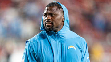August 23, 2025; Santa Clara, California, USA; Los Angeles Chargers linebacker Khalil Mack (52) after the game against the San Francisco 49ers at Levi's Stadium. Mandatory Credit: Kyle Terada-Imagn Images