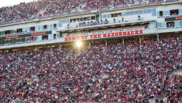 Nov 11, 2023; Fayetteville, Arkansas, USA;  Donald W. Reynolds Razorback Stadium during the second quarter of the game between the Auburn Tigers and the Arkansas Razorbacks. Auburn won 48-10. Mandatory Credit: Brett Rojo-USA TODAY Sports