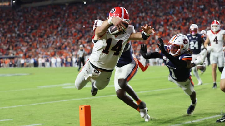 Gunner Stockton and Georgia are favored against Ole Miss on Saturday. Gunner Stockton and Georgia are favored against Ole Miss on Saturday.