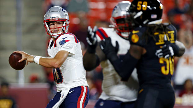 New England Patriots quarterback Drake Maye vs. the Washington Commanders.