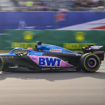 Oct 21, 2023; Austin, Texas, USA; BWT Alpine F1 driver Esteban Ocon (31) of Team France drives during the Sprint Race of the 2023 United States Grand Prix at Circuit of the Americas. Mandatory Credit: Jerome Miron-Imagn Images