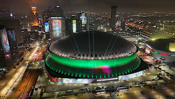 A general overall view of the Caesars Superdome after the Super Bowl between the Philadelphia Eagles & Kansas City Chiefs