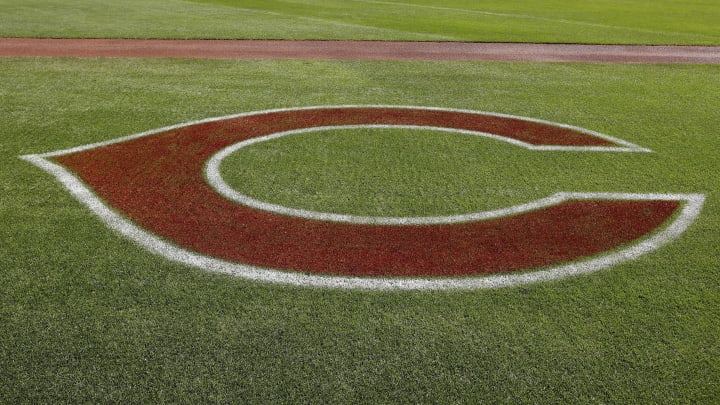 Cincinnati Reds logo on the field