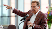 Aug. 5, 2025; Tuscaloosa, AL, USA; Nick Saban speaks during the Nick’s Kids Foundation Luncheon at Bryant-Denny Stadium.