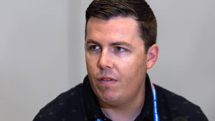 Mar 30, 2026; Phoenix, AZ, USA; New Orleans Saints head coach Kellen Moore during the 2026 NFL Annual League Meeting at the Arizona Biltmore. Mandatory Credit: Mark J. Rebilas-Imagn Images