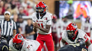 Sep 11, 2025; Winston-Salem, North Carolina, USA;  North Carolina State Wolfpack quarterback CJ Bailey (11) awaits a snap in first half against the Wake Forest Demon Deacons at Allegacy Federal Credit Union Stadium. Mandatory Credit: Luke Jamroz-Imagn Images