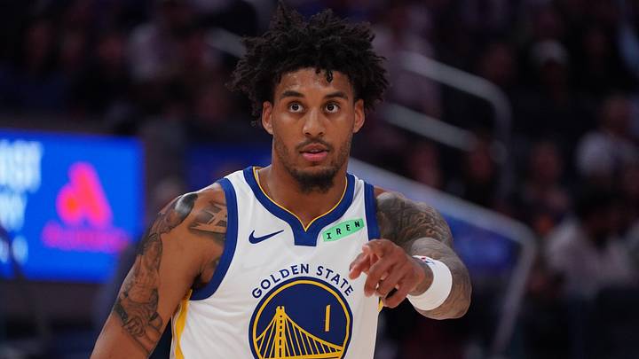 Oct 16, 2026; San Francisco, California, USA;  Golden State Warriors forward Yaxel Lendeborg (1) communicates with a teammate during a game against the Portland Trail Blazers in the first quarter at Chase Center. Mandatory Credit: David Gonzales-Imagn Images
