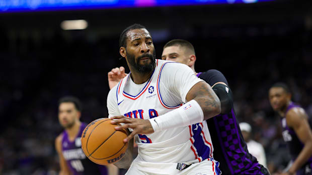 Andre Drummond posts up against the Kings.