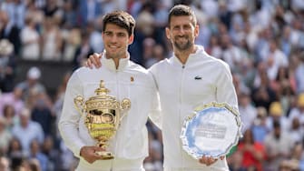 Alcaraz defeated Djokovic in straight sets in the Wimbledon final.