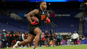 Ohio State running back Quinshon Judkins during the 2025 NFL Combine at Lucas Oil Stadium.