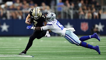 Saints' multi-purpose star Taysom Hill injured his chest area in victory over Dallas Sunday. (Getty Images).