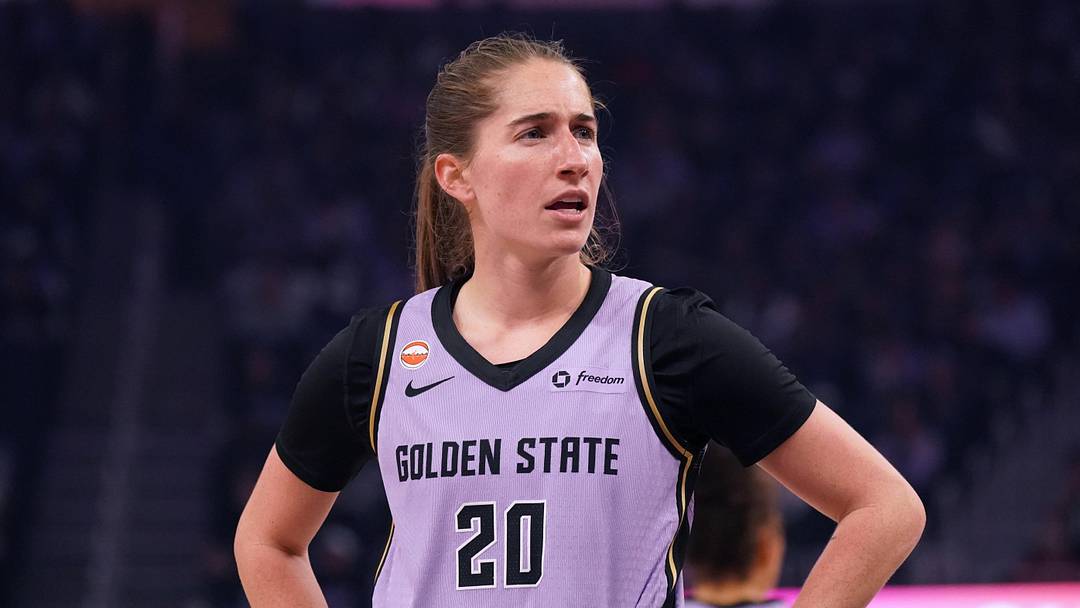 Apr 25, 2026; San Francisco, CA, USA;  Golden State Valkyries guard Kate Martin (20) waits for play to resume against the Seattle Storm in the first quarter at Chase Center. Mandatory Credit: David Gonzales-Imagn Images