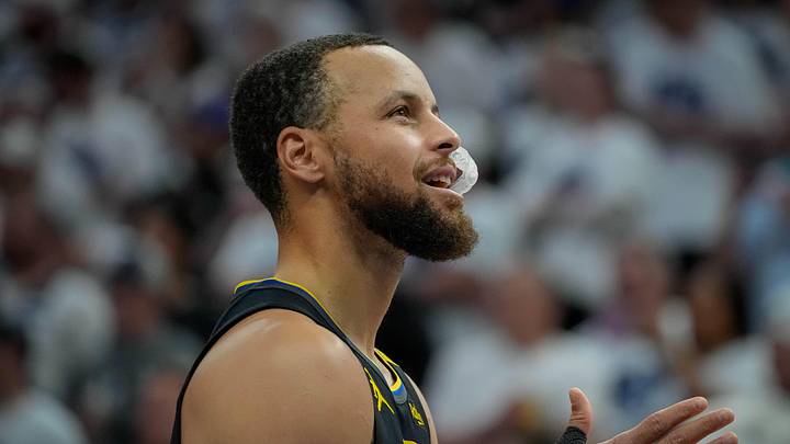 May 6, 2025; Minneapolis, Minnesota, USA; Golden State Warriors guard Stephen Curry (30) prepares to play the Minnesota Timberwolves before game one of the second round for the 2025 NBA Playoffs at Target Center. Mandatory Credit: Bruce Kluckhohn-Imagn Images