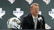 Jul 8, 2025; Frisco, TX, USA; UCF head coach Scott Frost addresses the media during 2025 Big 12 Football Media Days at The Star. Mandatory Credit: Raymond Carlin III-Imagn Images