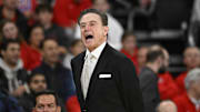 Mar 20, 2025; Providence, RI, USA;  St. John's Red Storm head coach Rick Pitino reacts during the second half against the Omaha Mavericks at Amica Mutual Pavilion. Mandatory Credit: Eric Canha-Imagn Images