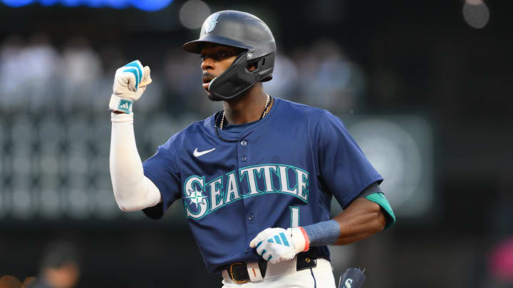 Seattle Mariners second baseman Ryan Bliss celebrates after hitting a single against the Chicago White Sox on June 10 at T-Mobile Park.