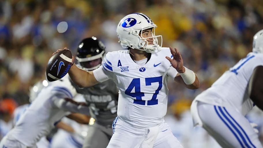 BYU quarterback Bear Bachmeier prepares to pass against Colorado.