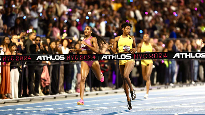 Athlos NYC was both a star-studded, women's-only track event and a celebration of women's sports. Athlos NYC was both a star-studded, women's-only track event and a celebration of women's sports.