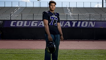 Franklin’s offensive lineman Justin Morales stands for a portrait in the school's field on Friday, Aug. 9, 2024.